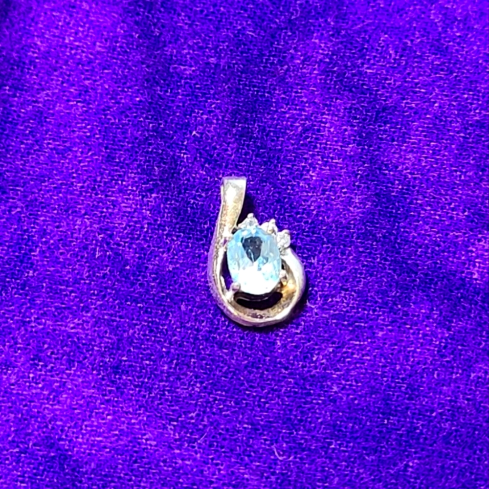 Blue Aquamarine Silver Pendant HAN 925 ITALY
